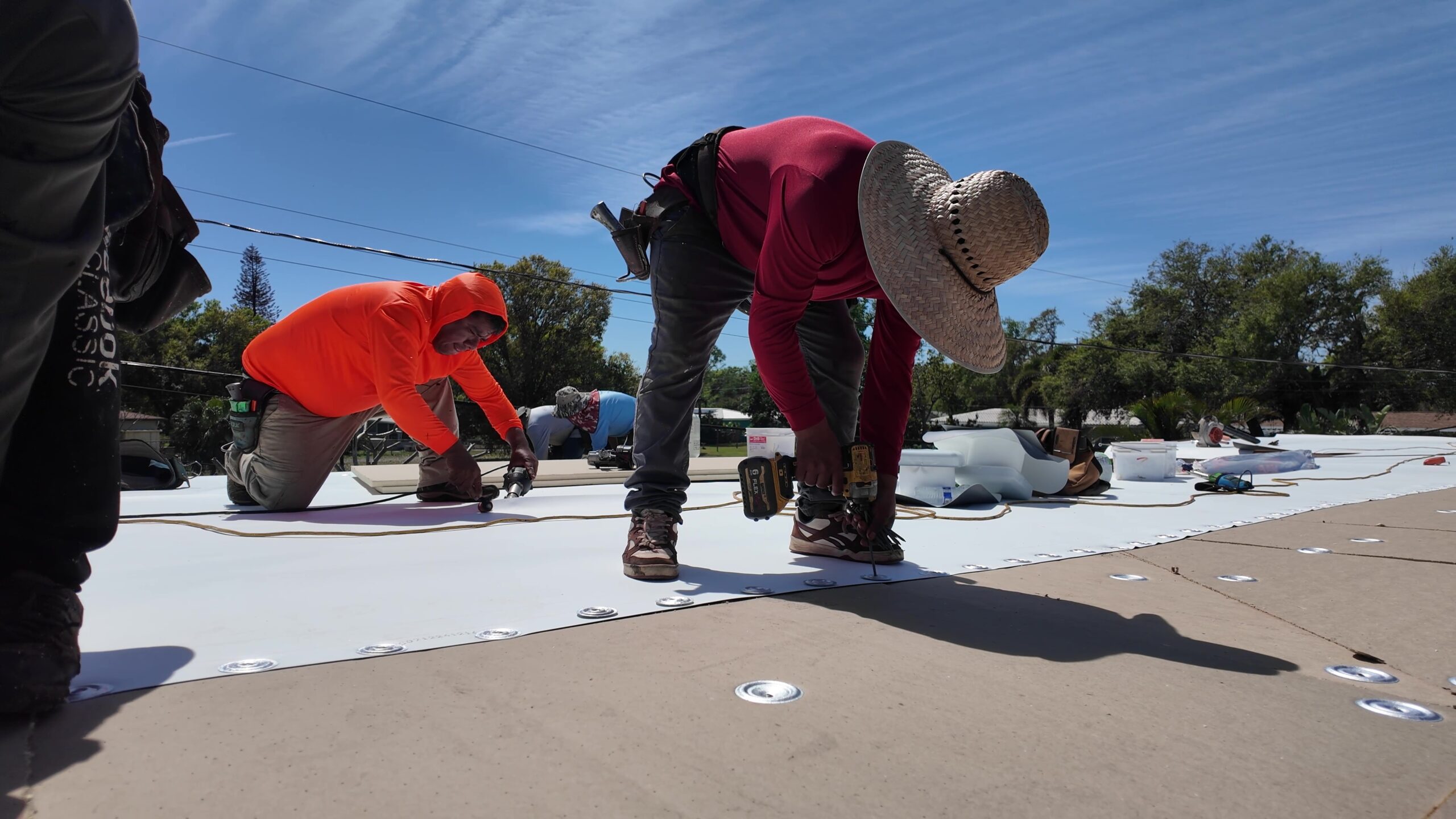 TPO Installation on a residential roof.